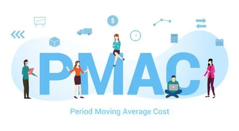 Pmac period moving average cost concept with big word or text and team people Stock Illustration