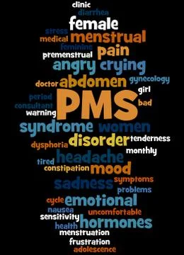 PMS, word cloud concept Stock Illustration