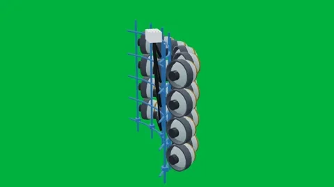 Pmt array particle detector 3d loop green screen Stockbeeldmateriaal 342915560