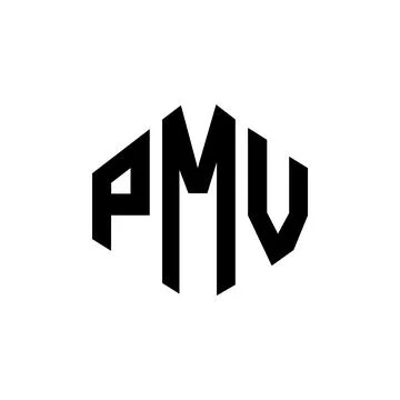 PMV letter logo design with polygon shape. PMV polygon and cube shape logo .. Stock Illustration