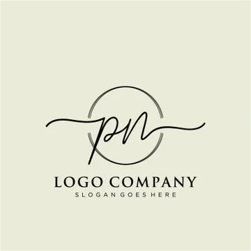 PN Initial handwriting logo design Stock Illustration