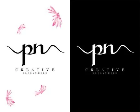 Pn, np handwriting script font letter logo design template vector Illustrazione stock