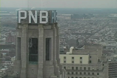 PNB Tower Philly Arial Video stock 6929594