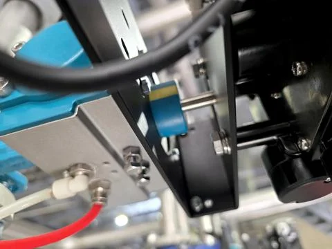 Pneumatic Actuator System in Operation Inside a Manufacturing Facility Stock Photos