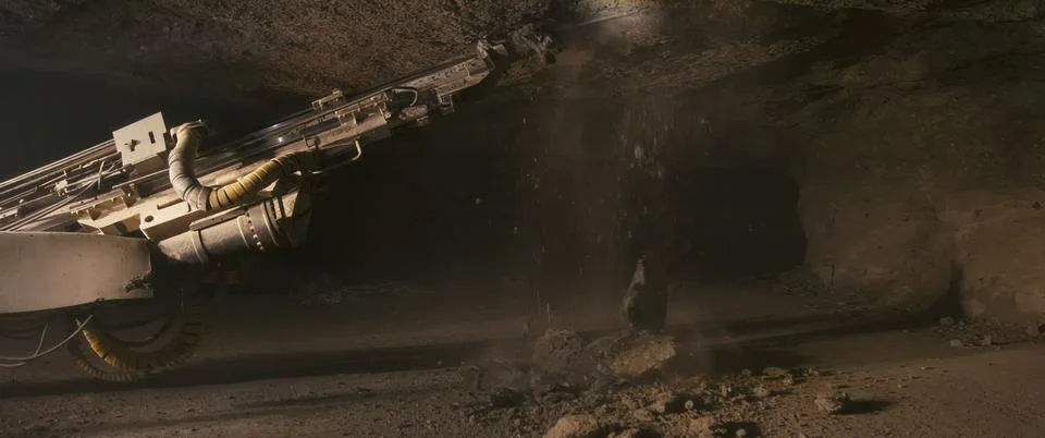 Pneumatic automatic large pneumatic perforator for breaking rock in mine. Stock Photos