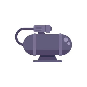 Pneumatic compressor icon flat vector. Pressure tank Ilustração Stock