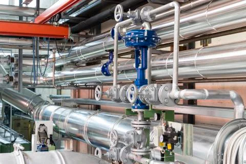 Pneumatic control valve in a steam heating system Stock Photos
