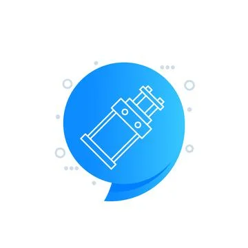 Pneumatic cylinder line icon, vector art Stock Illustration
