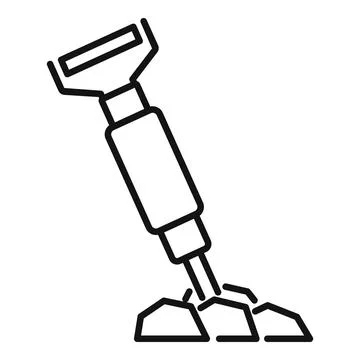Pneumatic drill breaking ground icon for construction and mining Stock Illustration