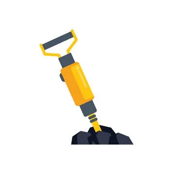 Pneumatic drill breaking stones for construction and mining Illustrazione stock