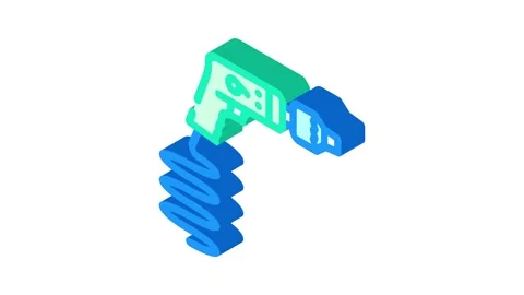 Pneumatic drill tool work isometric icon animation Stock Footage 327291979