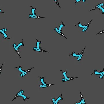 Pneumatic drill tool work vector seamless pattern Stock Illustration