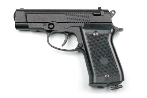 Pneumatic pistol isolated on white background Stock Photos
