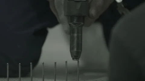 Pneumatic Rivet. Closeup Stock Footage 33444518
