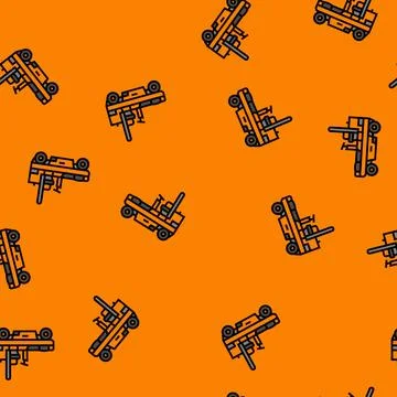 Pneumatic roller construction vehicle vector seamless pattern Stock Illustration