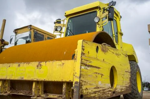 Pneumatic Tire Roller machine Stock Photos