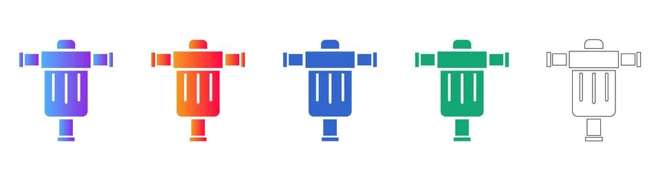 Pneumatic Tool Filter Icon Set Stock Illustration