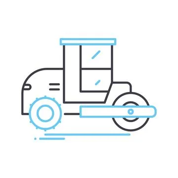 Pneumatic tyred rollers line icon, outline symbol, vector illustration, concept Illustrazione stock