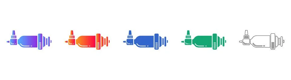 Pneumatic Valve Component Icon Set Illustrazione stock
