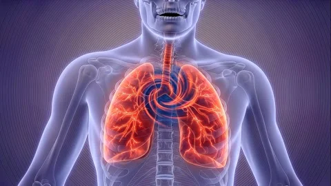 Pneumonia affecting breathing in human body Stock Footage 346483753