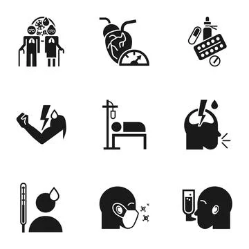 Pneumonia icon set, simple style Stock Illustration