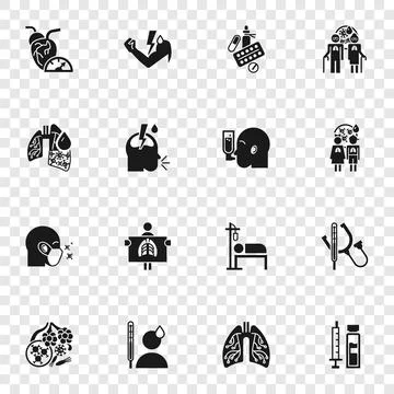 Pneumonia icon set, simple style Stock Illustration