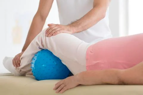 Pnf exercises with massage ball Stock Photos