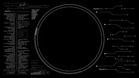 PNG alpha.HUD digital data interface.Motherboard electrons animation. Stock Footage 83393161