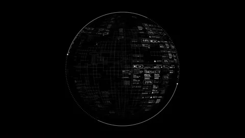 PNG Alpha.HUD.Techno sphere rotating. Stock Footage 130437768