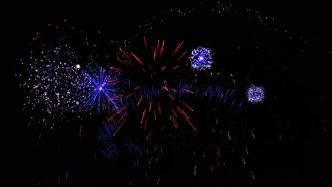PNG Alpha.Looping Fireworks. Stock Footage 99267957