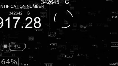 PNG Alpha.Looping HUD elements digital zoom in animation tunnel. Stock Footage 95605565