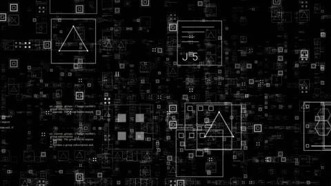 PNG Alpha.Technology hud elements flying in 3D cyberspace. Stock Footage 88355079