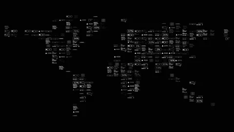 PNG Alpha.World map with HUD elements.Waving and flickering. Stock Footage 95605438