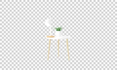 PNG. Cozy Corner: 3D Rendering of a Table Lamp and Cute Plant Pot on a Sofa Illustrazione stock