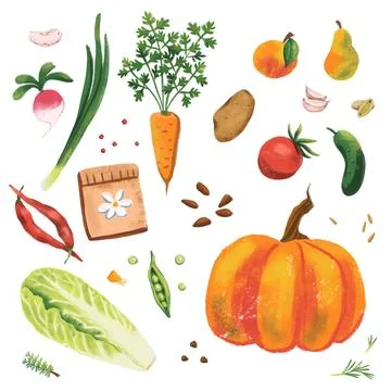 Png digital drawing on kitchen theme for your design Stock Illustration
