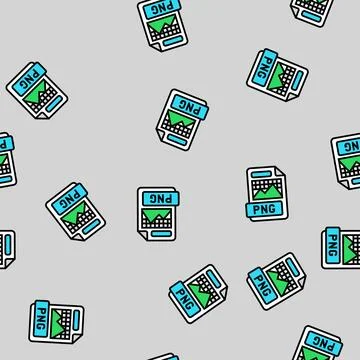 Png file format document vector seamless pattern Illustrazione stock