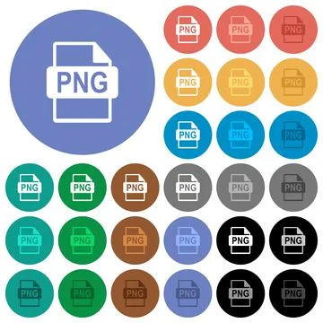 PNG file format round flat multi colored icons Stock Illustration