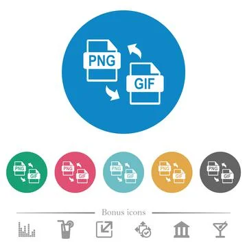 PNG GIF file conversion flat round icons Illustrazione stock