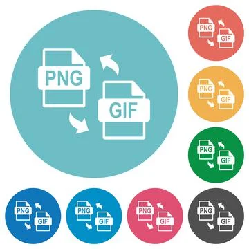 PNG GIF file conversion flat round icons Illustrazione stock
