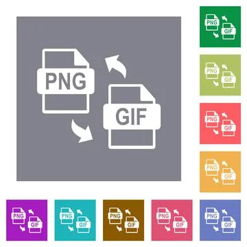 PNG GIF file conversion square flat icons イラスト素材