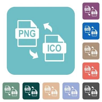 PNG ICO file conversion rounded square flat icons Stock Illustration