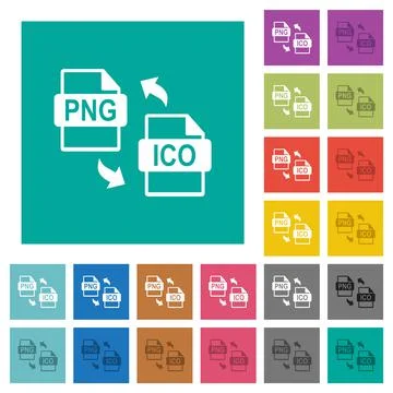 PNG ICO file conversion square flat multi colored icons Stock Illustration