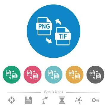 PNG TIF file conversion flat round icons 스톡 일러스트