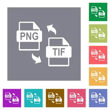 PNG TIF file conversion square flat icons イラスト素材