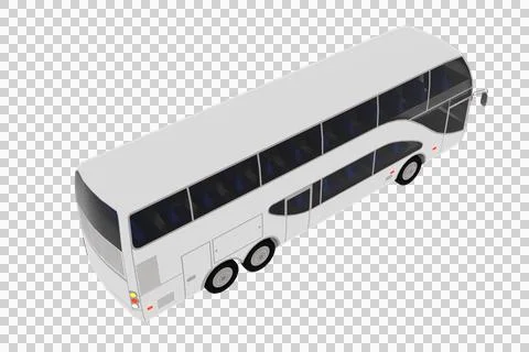 PNG; Transparent. 3D rendering of a white double-decker bus displayed on a tr Stock Illustration