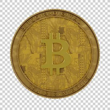 PNG. Transparent. Bitcoin on a digital tech background 库存插图