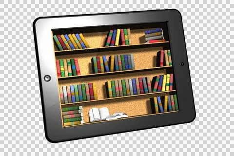 PNG, transparent. E-book library Tablet shelves Stock Illustration