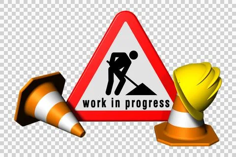 PNG. Transparent. Icon. Symbol. Work in progress. 3D illustration 스톡 일러스트