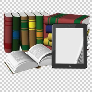 PNG, trasparente. Tablet e-book pagina per testo Stock Illustration