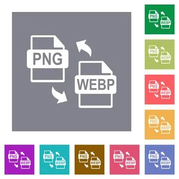 PNG WEBP file conversion square flat icons イラスト素材